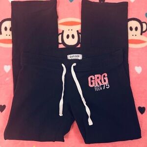Garage Black Sweatpants with Pink Logo
